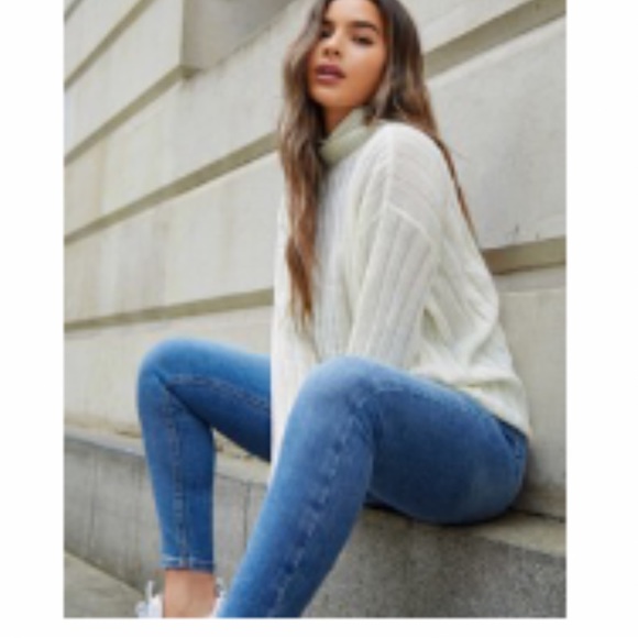 High Neck Ribbed Knit Sweater - Picture 1 of 3